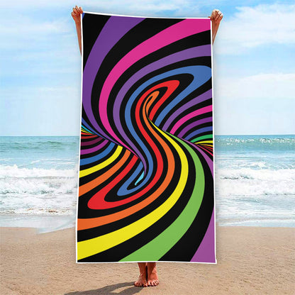 Rainbow Torus Psychedelic Print Beach Towel