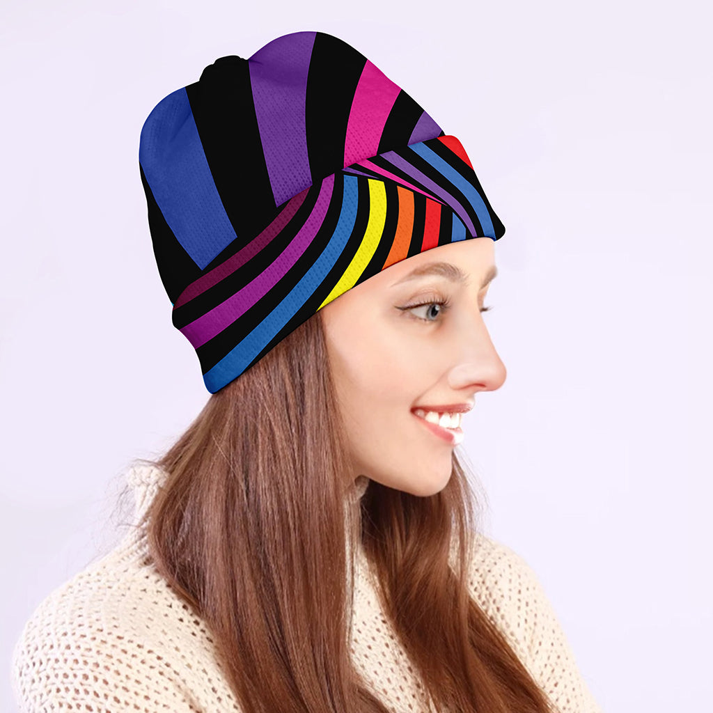 Rainbow Torus Psychedelic Print Beanie