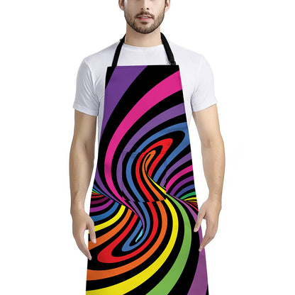 Rainbow Torus Psychedelic Print Bib Apron With Pocket