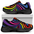 Rainbow Torus Psychedelic Print Black Chunky Shoes