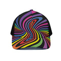 Rainbow Torus Psychedelic Print Black Mesh Trucker Hat