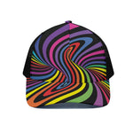 Rainbow Torus Psychedelic Print Black Mesh Trucker Cap