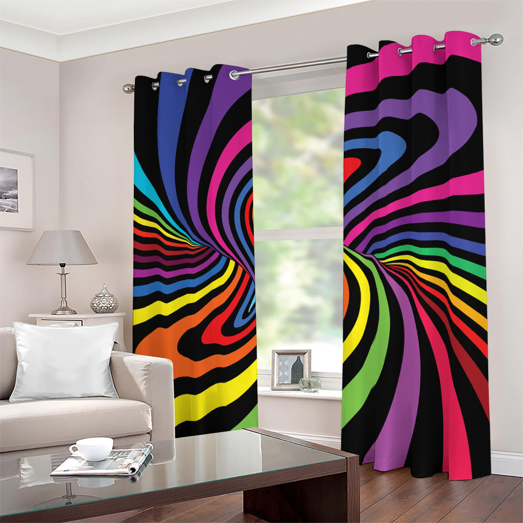 Rainbow Torus Psychedelic Print Blackout Grommet Curtains