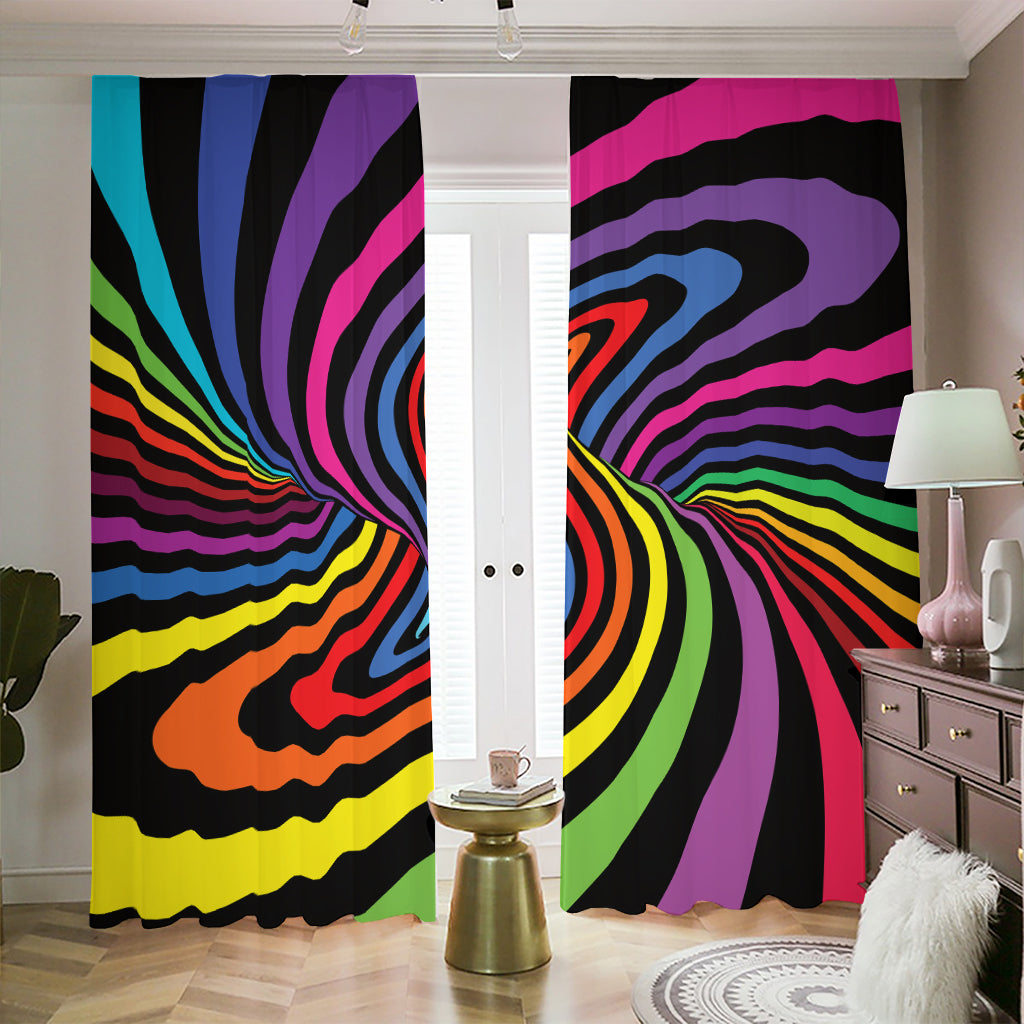 Rainbow Torus Psychedelic Print Blackout Pencil Pleat Curtains