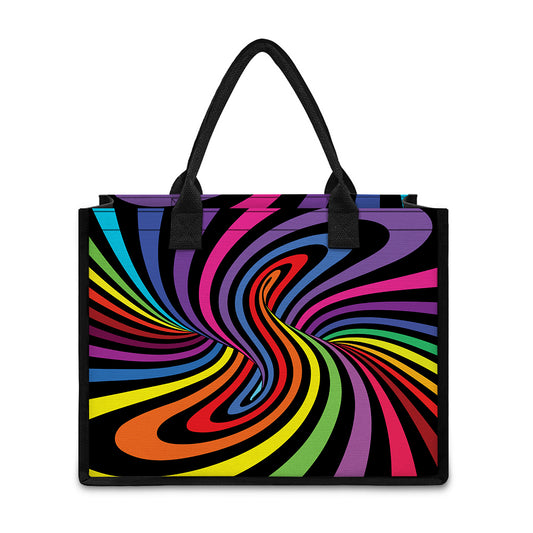 Rainbow Torus Psychedelic Print Canvas Tote Bag