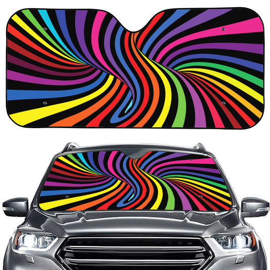 Rainbow Torus Psychedelic Print Car Windshield Sun Shade