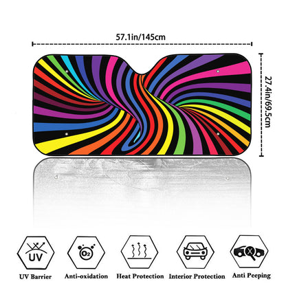 Rainbow Torus Psychedelic Print Car Windshield Sun Shade