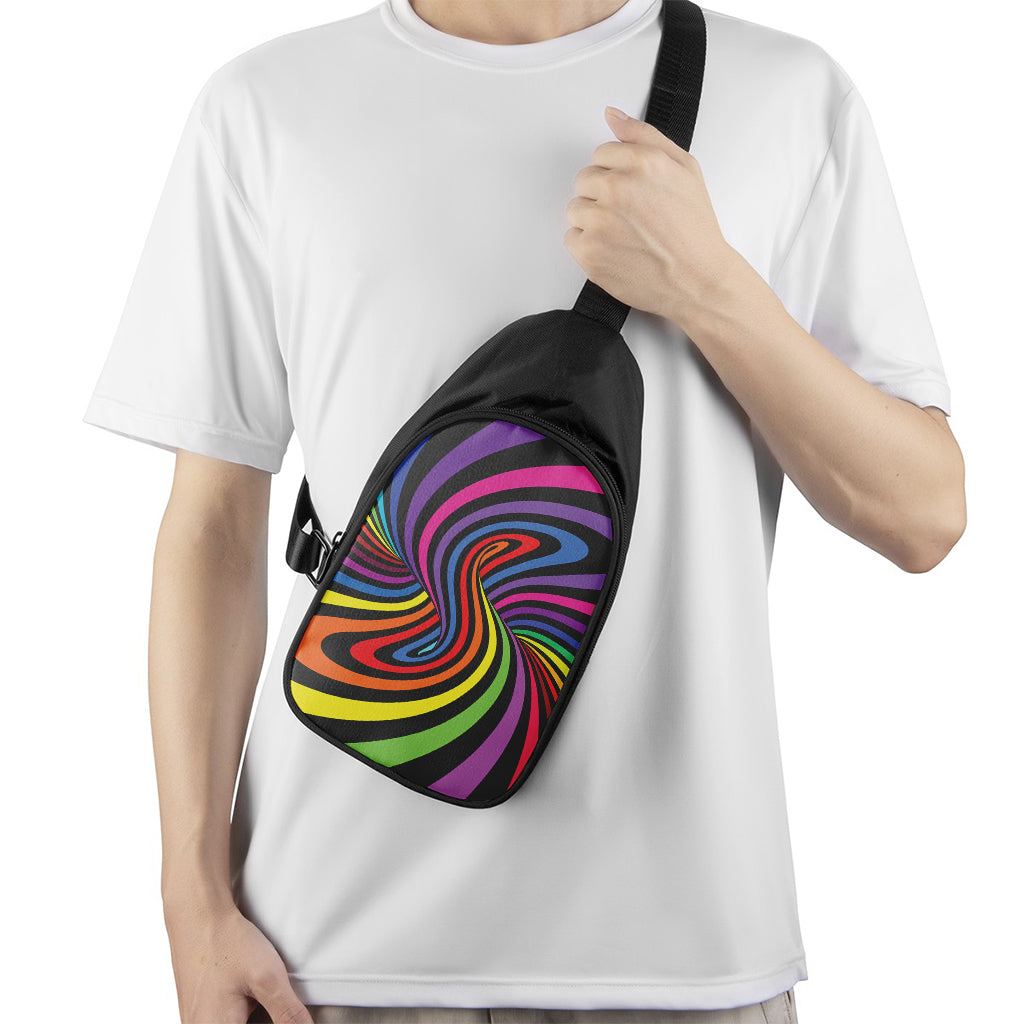 Rainbow Torus Psychedelic Print Chest Bag