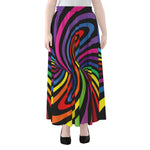 Rainbow Torus Psychedelic Print Chiffon Maxi Skirt