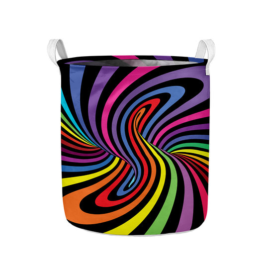 Rainbow Torus Psychedelic Print Collapsible Laundry Basket