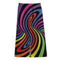 Rainbow Torus Psychedelic Print Cotton Front Slit Maxi Skirt