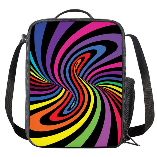 Rainbow Torus Psychedelic Print Crossbody Lunch Bag