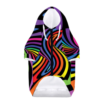 Rainbow Torus Psychedelic Print Dog Zip Up Hoodie