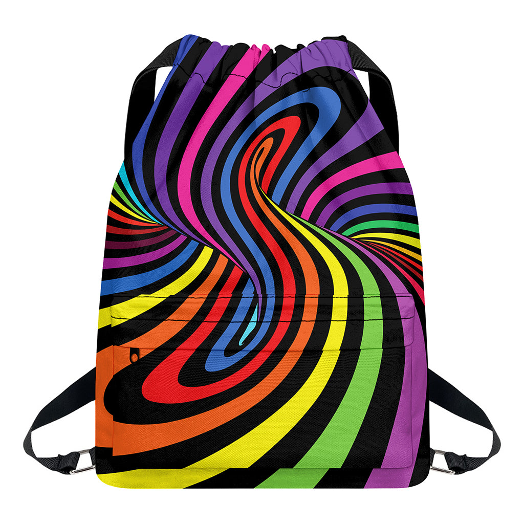 Rainbow Torus Psychedelic Print Drawstring Backpack