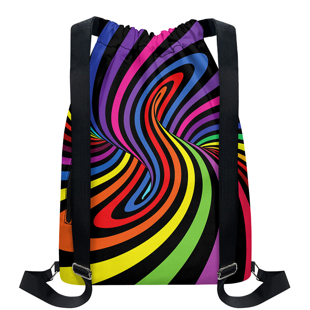 Rainbow Torus Psychedelic Print Drawstring Backpack