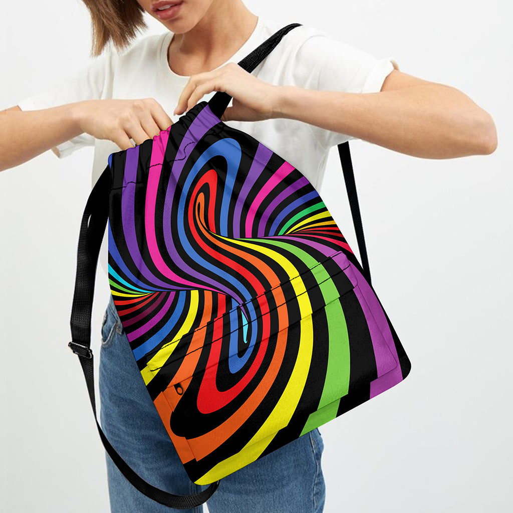 Rainbow Torus Psychedelic Print Drawstring Backpack