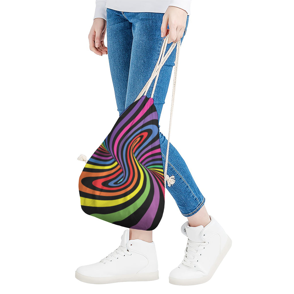 Rainbow Torus Psychedelic Print Drawstring Bag