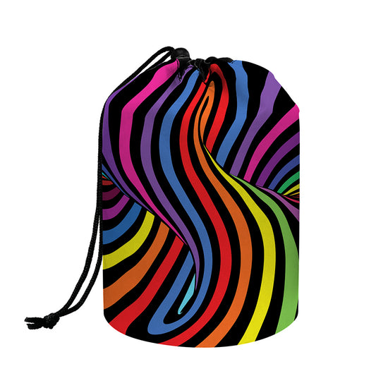 Rainbow Torus Psychedelic Print Drawstring Makeup Bag