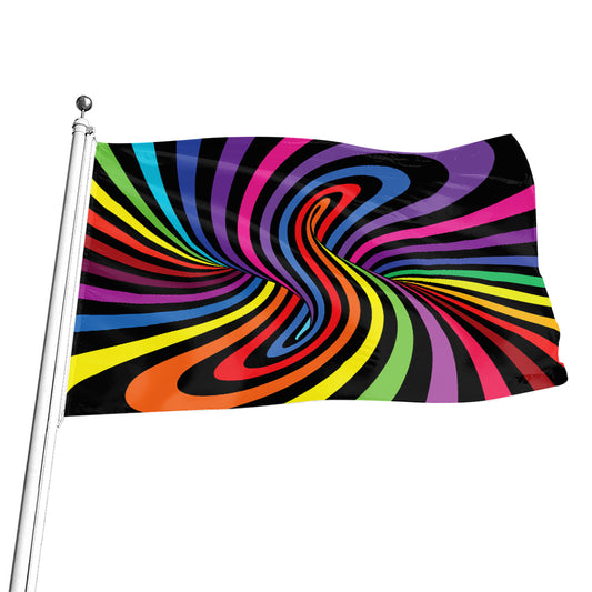 Rainbow Torus Psychedelic Print Flag