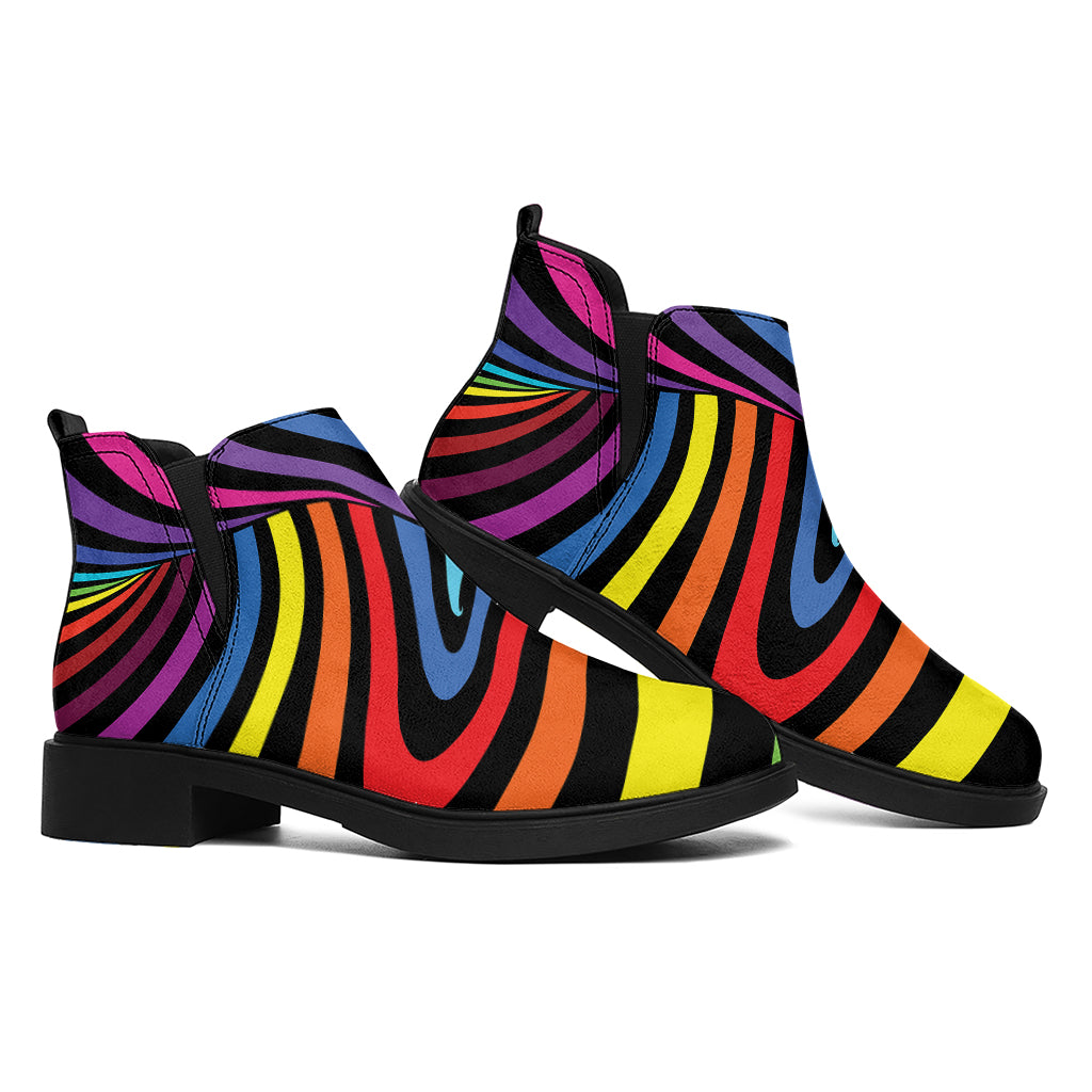 Rainbow Torus Psychedelic Print Flat Ankle Boots