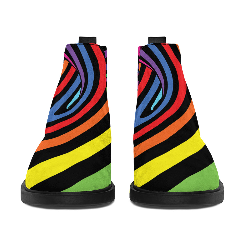 Rainbow Torus Psychedelic Print Flat Ankle Boots