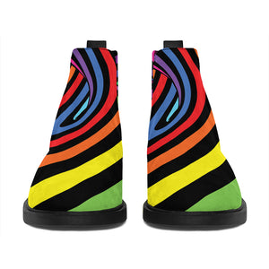 Rainbow Torus Psychedelic Print Flat Ankle Boots