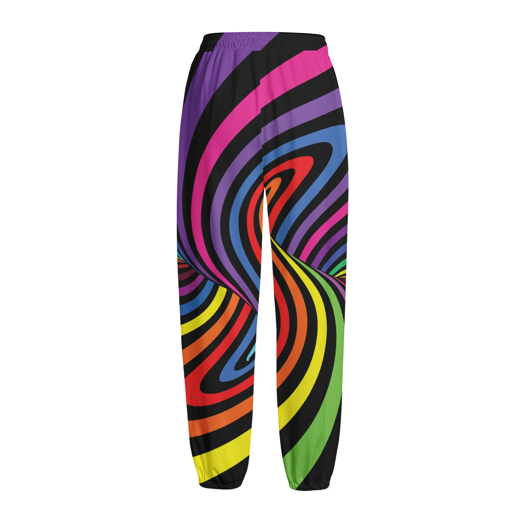 Rainbow Torus Psychedelic Print Fleece Lined Knit Pants