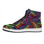 Rainbow Torus Psychedelic Print High Top Leather Sneakers