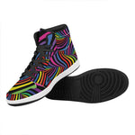 Rainbow Torus Psychedelic Print High Top Leather Sneakers
