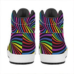 Rainbow Torus Psychedelic Print High Top Leather Sneakers