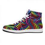 Rainbow Torus Psychedelic Print High Top Leather Sneakers