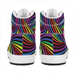Rainbow Torus Psychedelic Print High Top Leather Sneakers