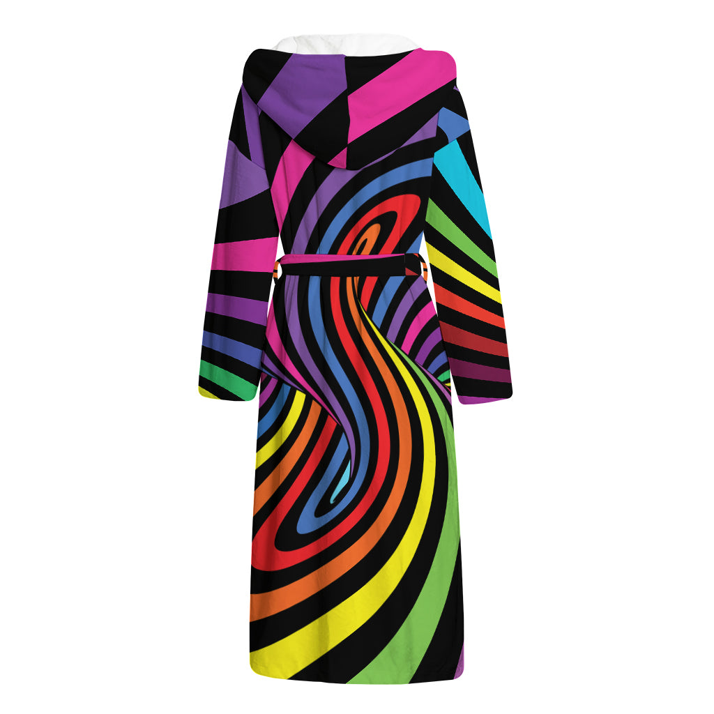Rainbow Torus Psychedelic Print Hooded Bathrobe