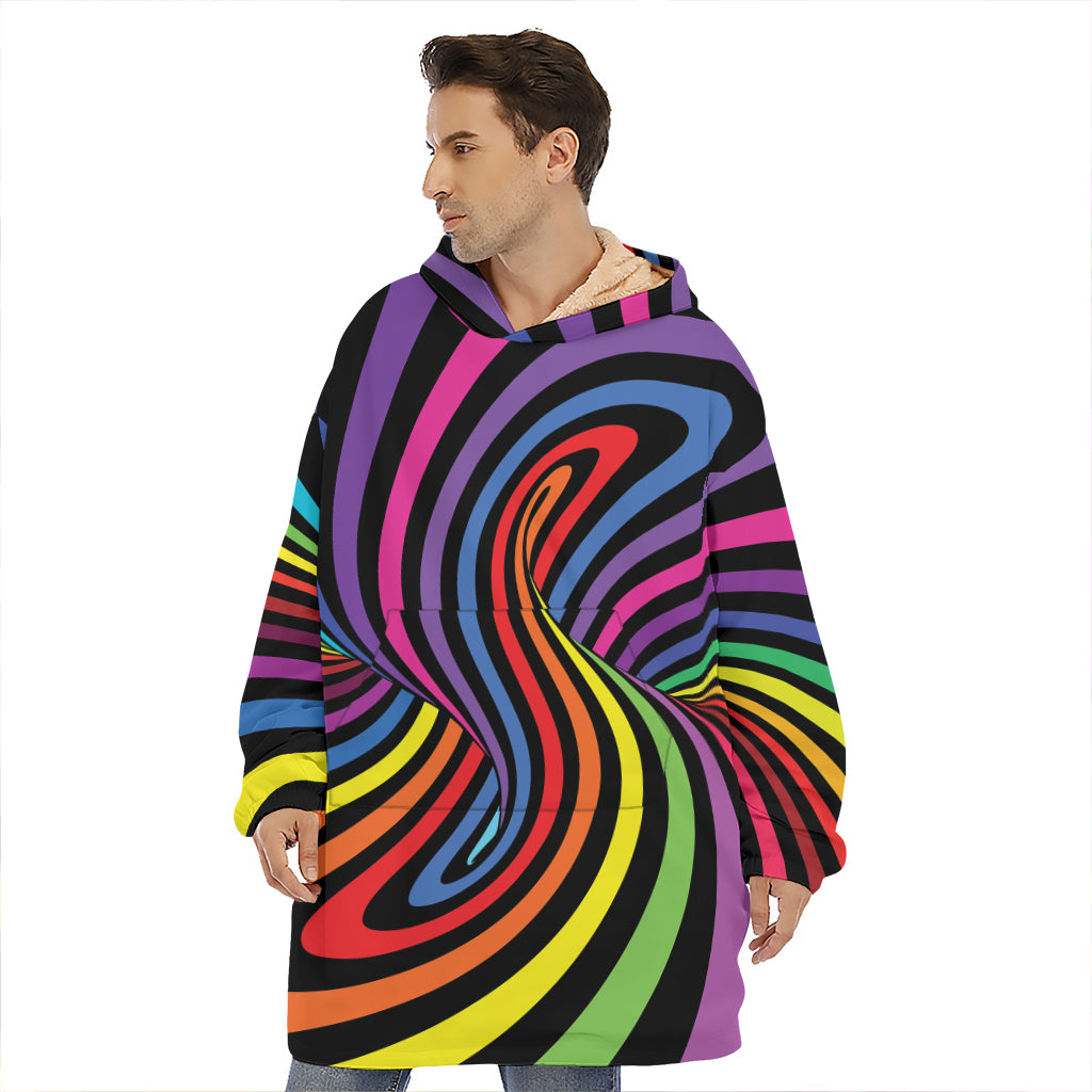 Rainbow Torus Psychedelic Print Hoodie Blanket