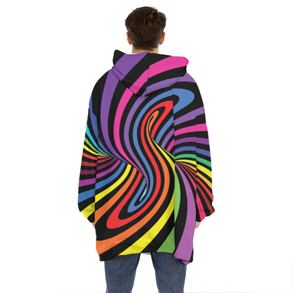 Rainbow Torus Psychedelic Print Hoodie Blanket