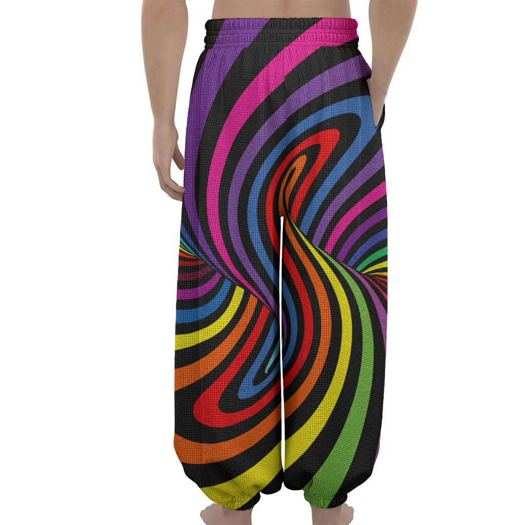Rainbow Torus Psychedelic Print Lantern Pants