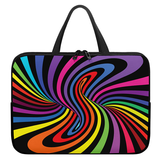 Rainbow Torus Psychedelic Print Laptop Sleeve With Handle