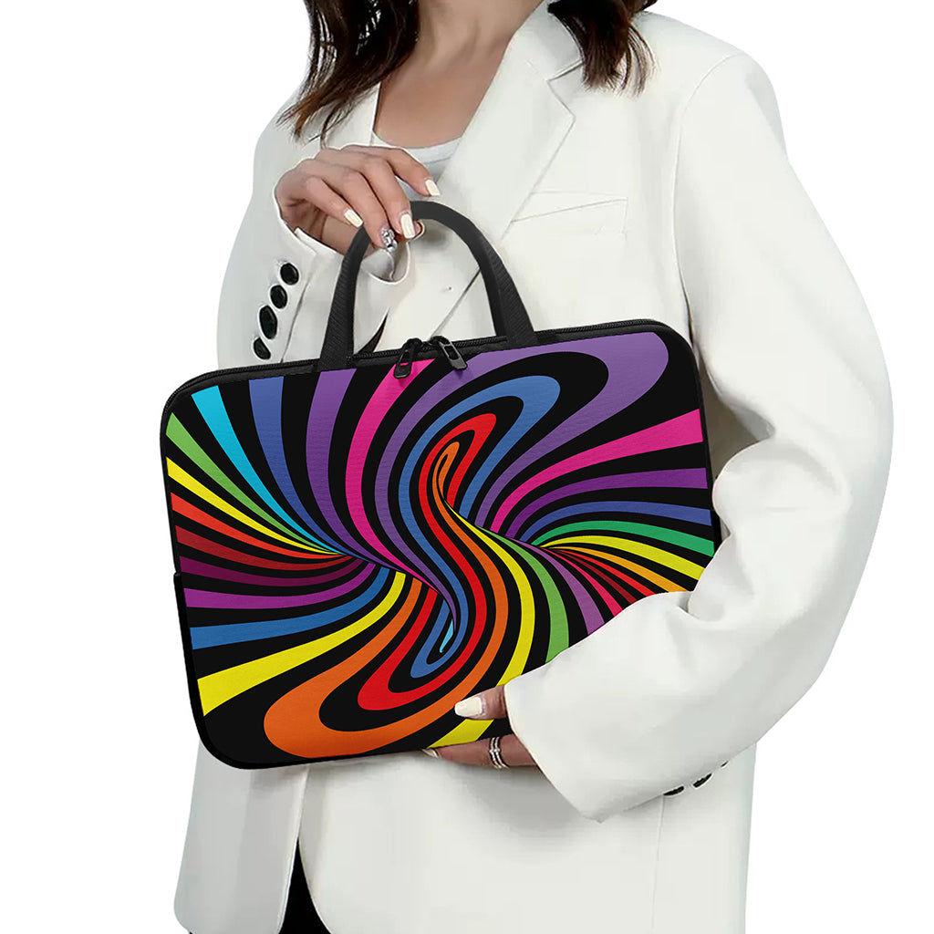 Rainbow Torus Psychedelic Print Laptop Sleeve With Handle