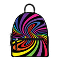 Rainbow Torus Psychedelic Print Leather Backpack
