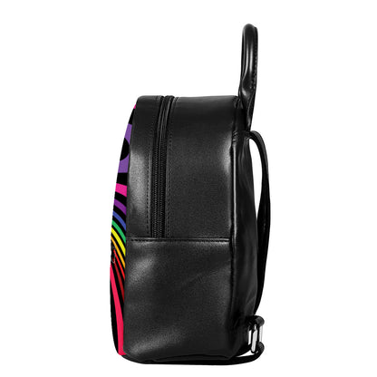 Rainbow Torus Psychedelic Print Leather Backpack