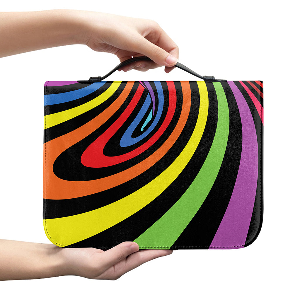 Rainbow Torus Psychedelic Print Leather Bible Cover