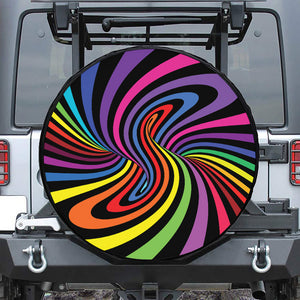 Rainbow Torus Psychedelic Print Leather Spare Tire Cover