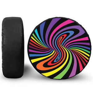 Rainbow Torus Psychedelic Print Leather Spare Tire Cover