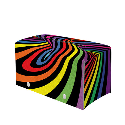 Rainbow Torus Psychedelic Print Leather Tissue Box Cover