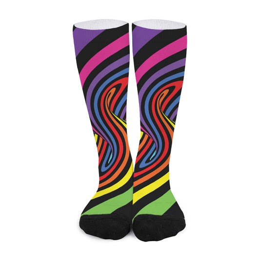 Rainbow Torus Psychedelic Print Long Socks