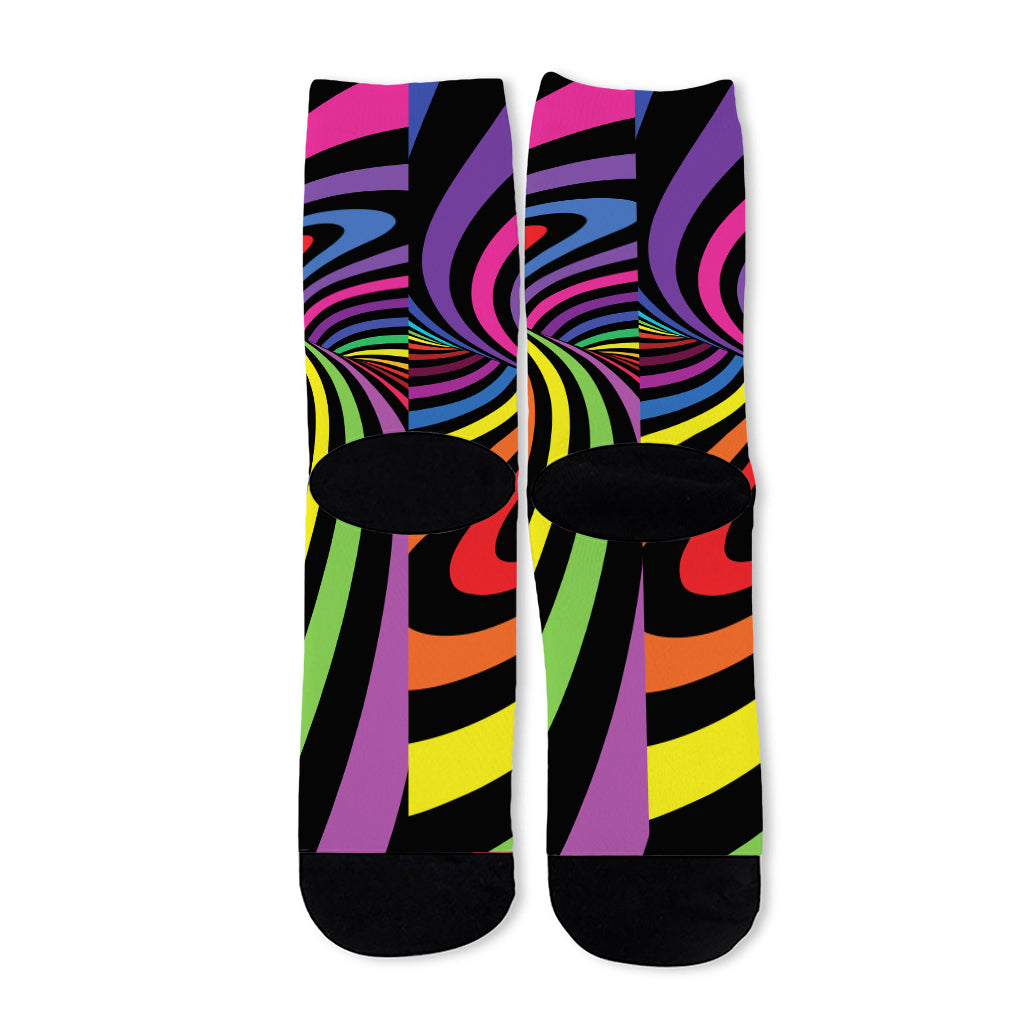 Rainbow Torus Psychedelic Print Long Socks