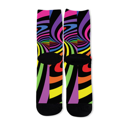 Rainbow Torus Psychedelic Print Long Socks