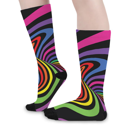 Rainbow Torus Psychedelic Print Long Socks