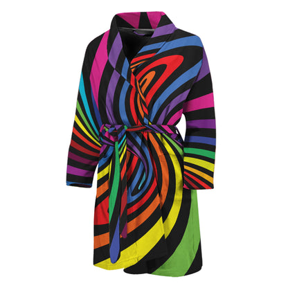 Rainbow Torus Psychedelic Print Men's Bathrobe