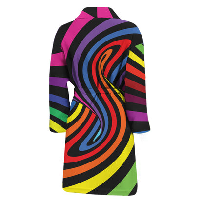 Rainbow Torus Psychedelic Print Men's Bathrobe